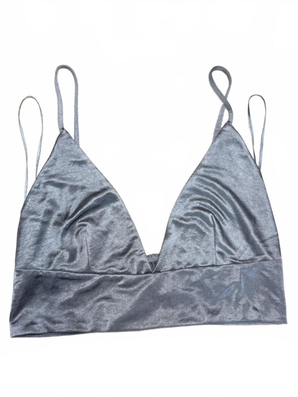Zara Silver-Grey Strappy bralette top Size L NWT Y2K
